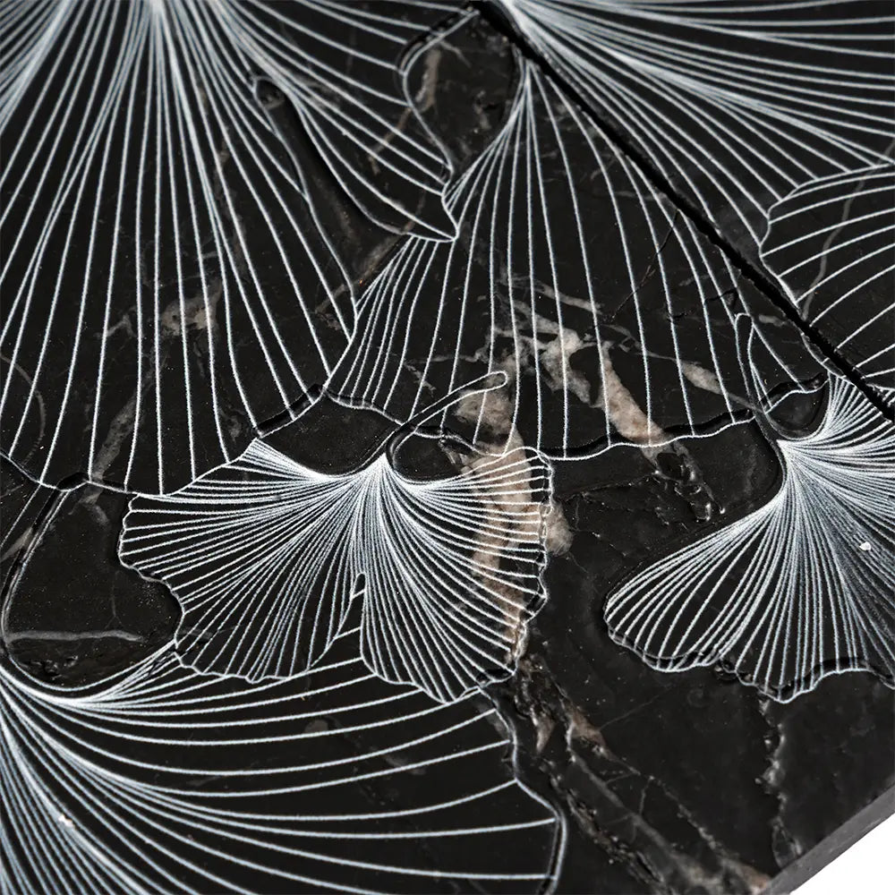 Bluma Gingko Black Etched Marble Mosaic | Tile Club
