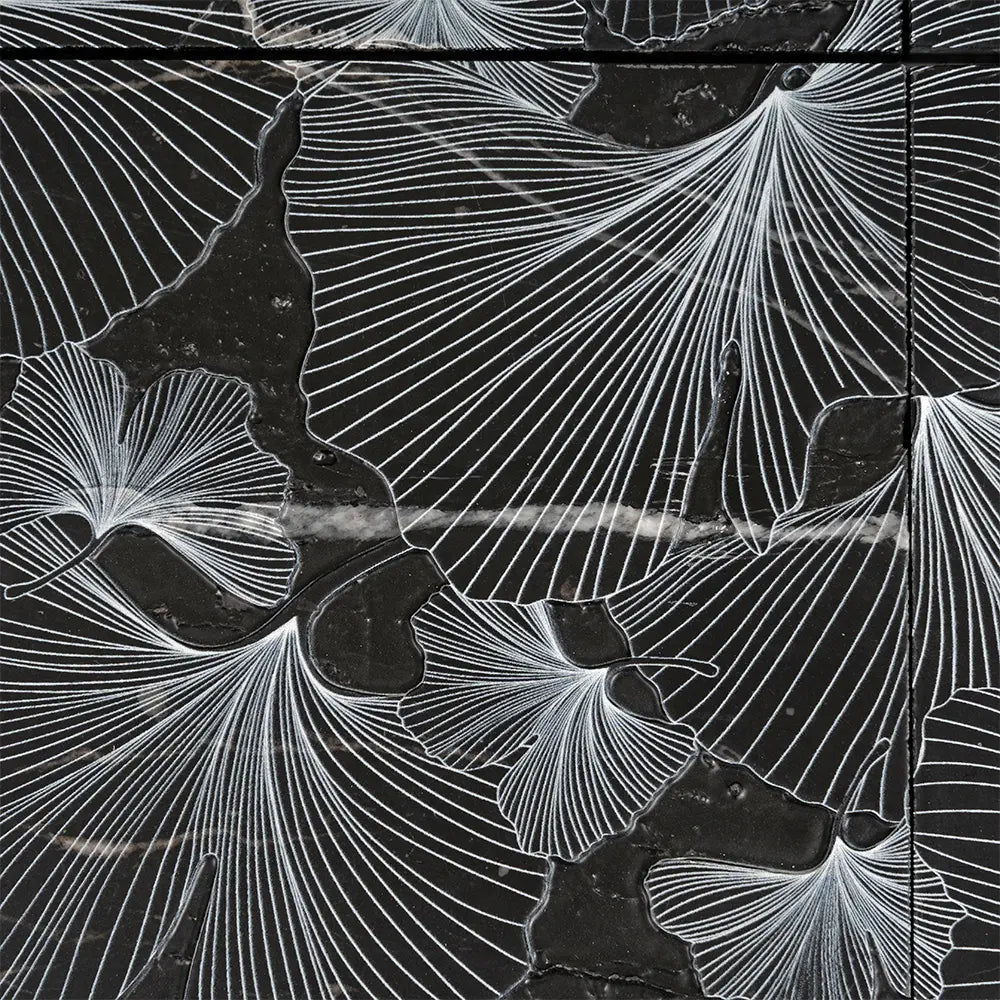 Bluma Gingko Black Etched Marble Mosaic | Tile Club