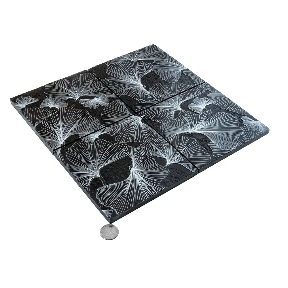 Bluma Gingko Black Etched Marble Mosaic | Tile Club