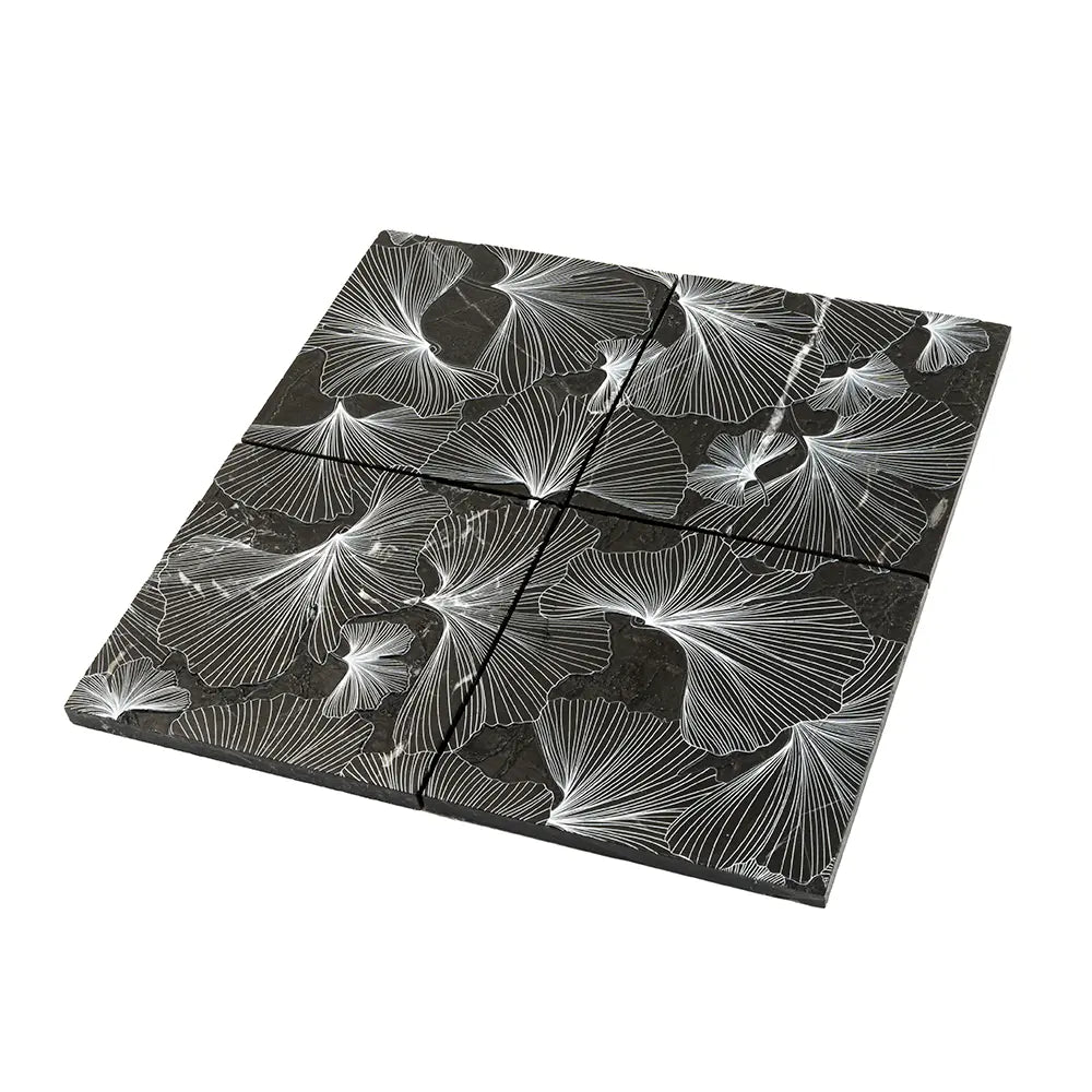 Bluma Gingko Black Etched Marble Mosaic | Tile Club