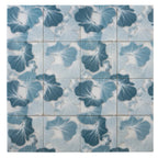 Bluma Gingko Blue Etched Marble Mosaic