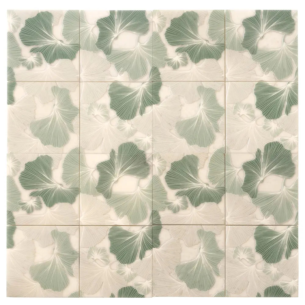 Bluma Gingko Green Etched Marble Mosaic