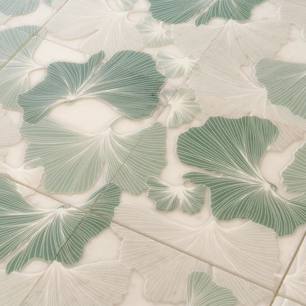 Bluma Gingko Green Etched Marble Mosaic