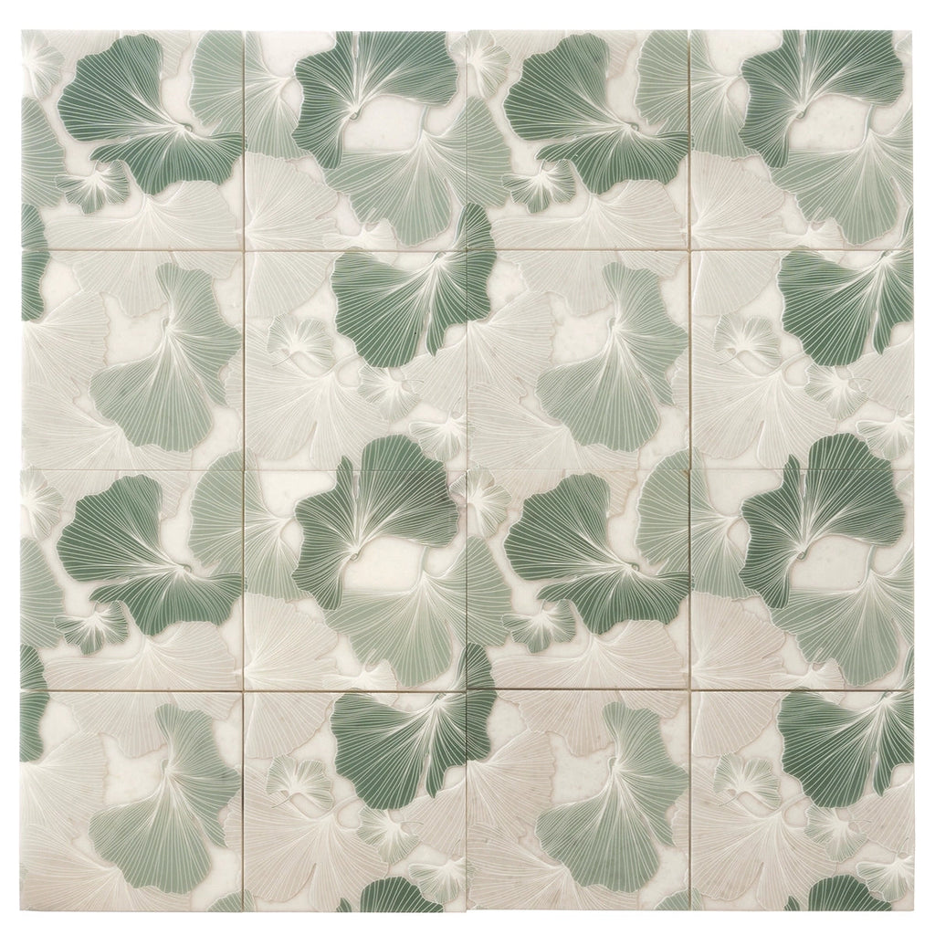 Bluma Gingko Green Etched Marble Mosaic | Tile Club