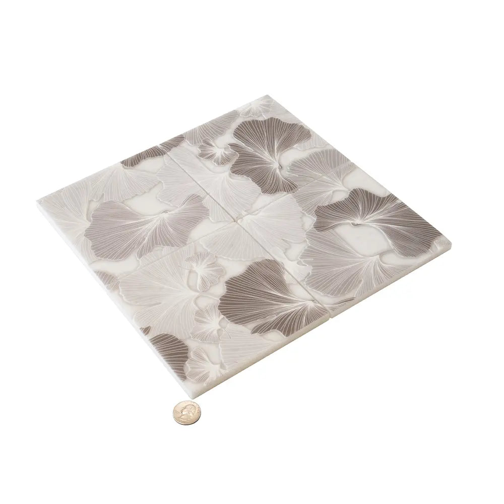 Bluma Gingko Taupe Etched Marble Mosaic | Tile Club
