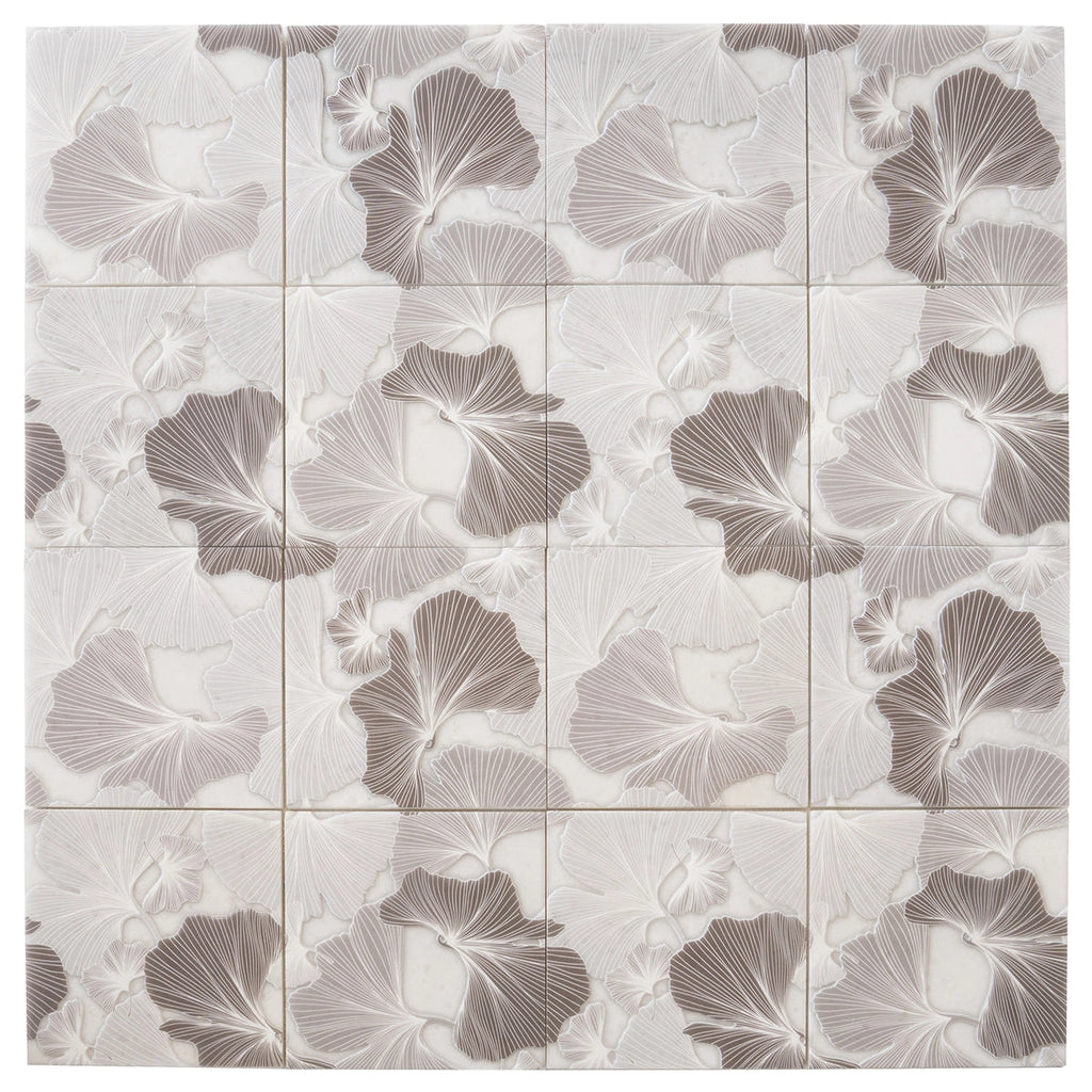 Bluma Gingko Taupe Etched Marble Mosaic | Tile Club