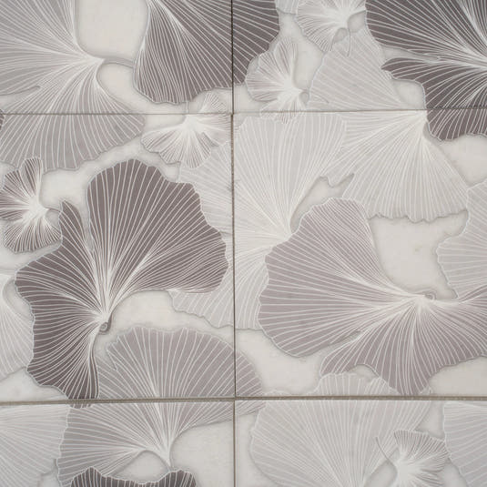 Bluma Gingko Taupe Etched Marble Mosaic | Tile Club