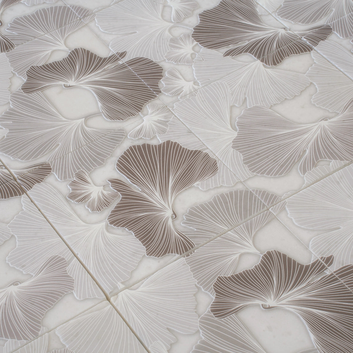 Bluma Gingko Taupe Etched Marble Mosaic | Tile Club