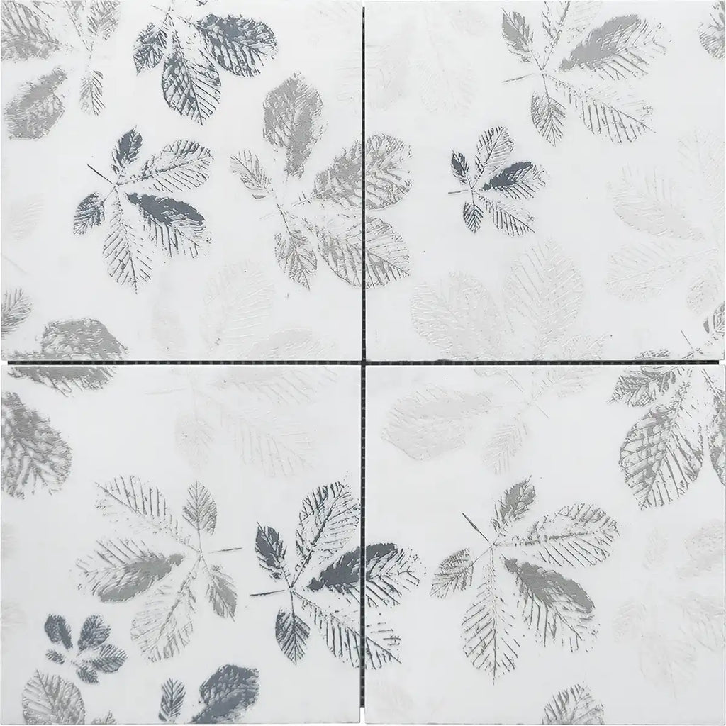 Arborea White Leaf Pattern Marble Tile | Tile Club