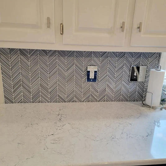 Fabrique Blue Grey Chevron Glass Mosaic Tile | Tile Club