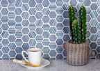 Fabrique Blue Grey Hexagon Glass Mosaic Tile