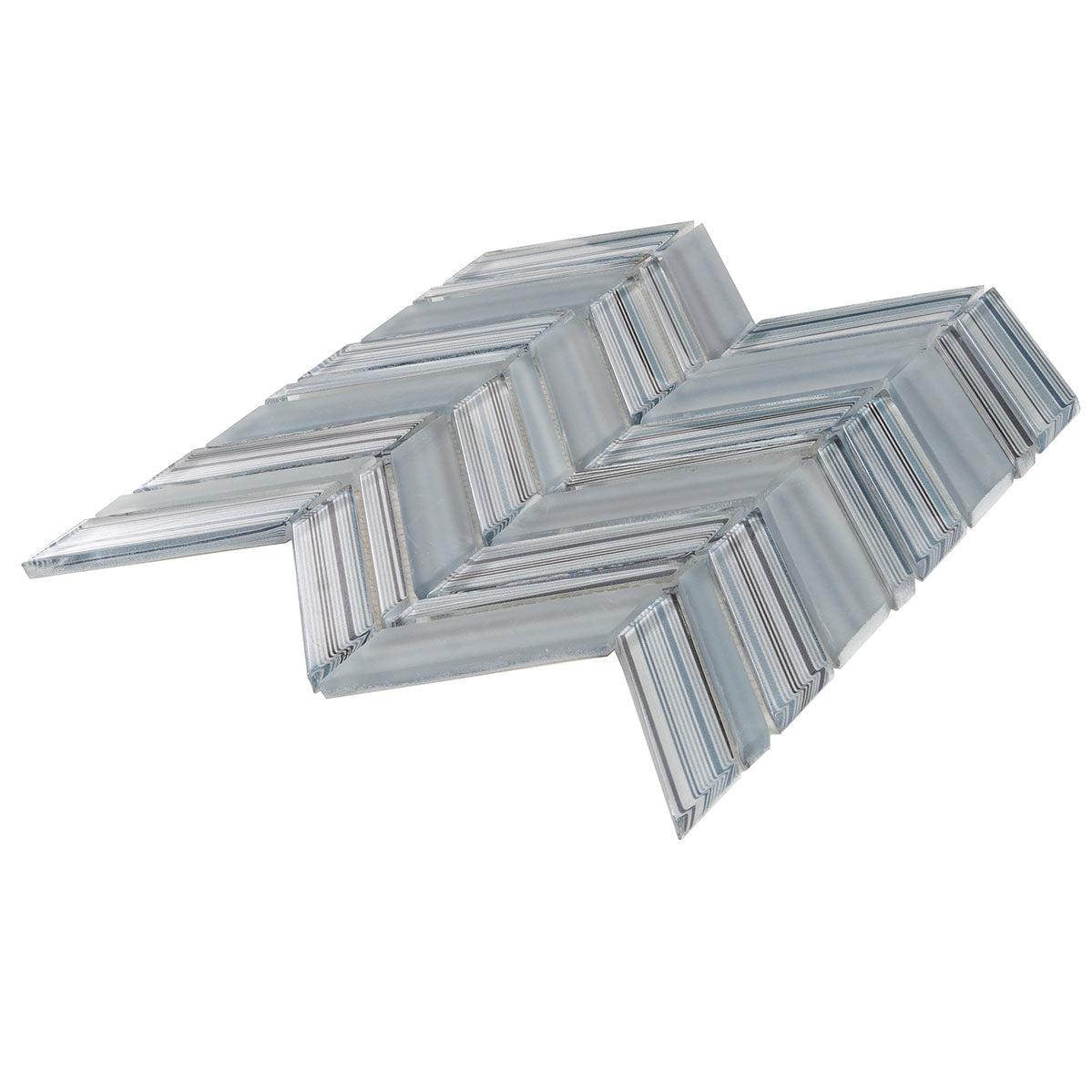 Fabrique Blue Grey Chevron Glass Mosaic Tile | Tile Club