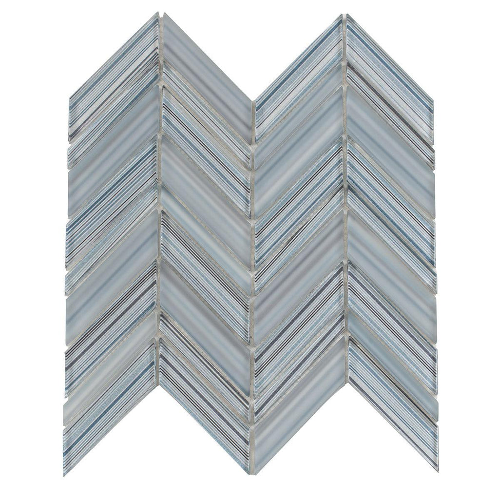 Fabrique Blue Grey Chevron Glass Mosaic Tile | Tile Club