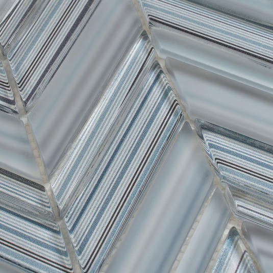 Fabrique Blue Grey Chevron Glass Mosaic Tile | Tile Club