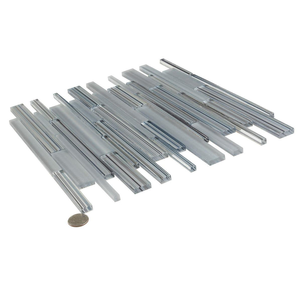 Fabrique Blue Grey Linear Glass Mosaic Tile | Tile Club