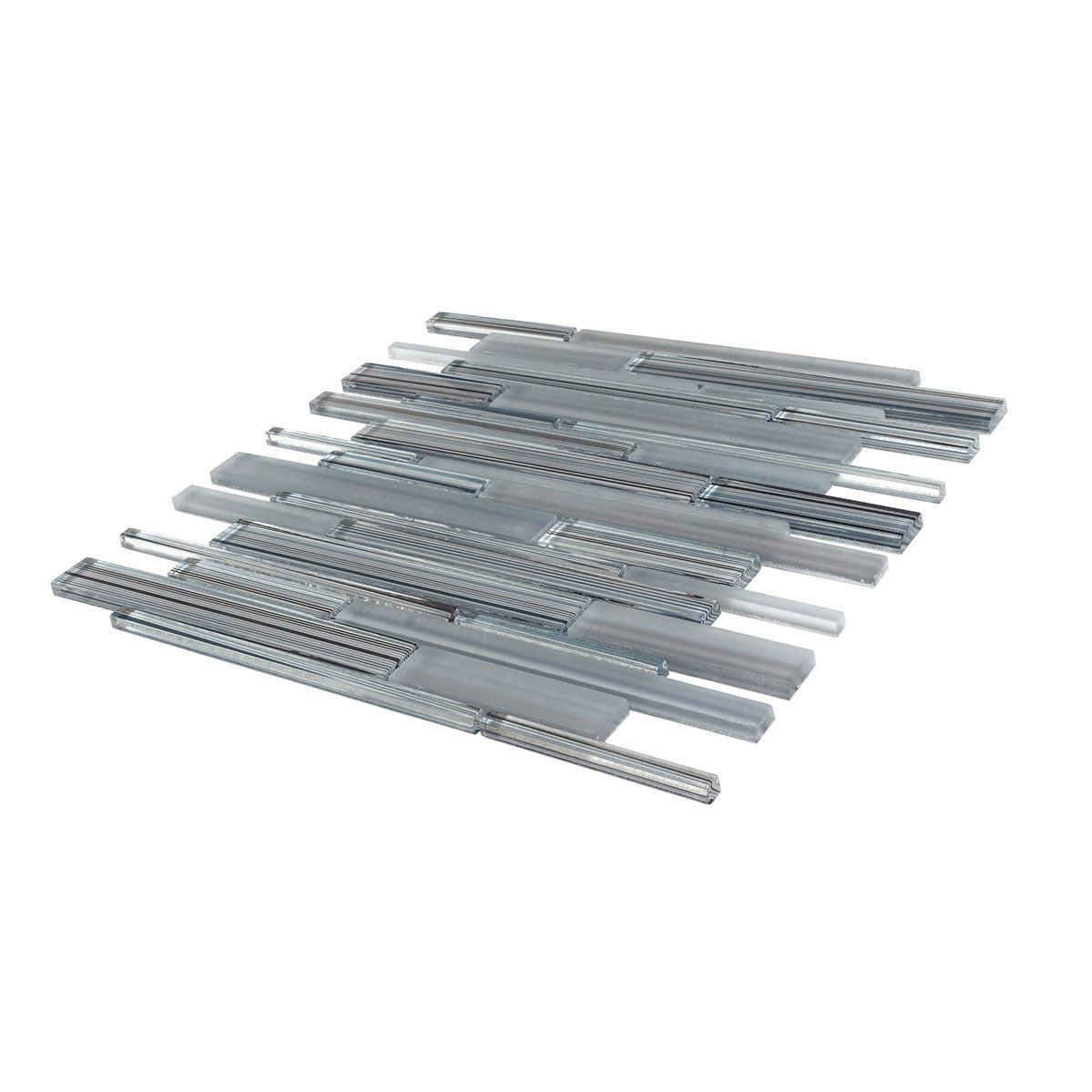 Fabrique Blue Grey Linear Glass Mosaic Tile | Tile Club