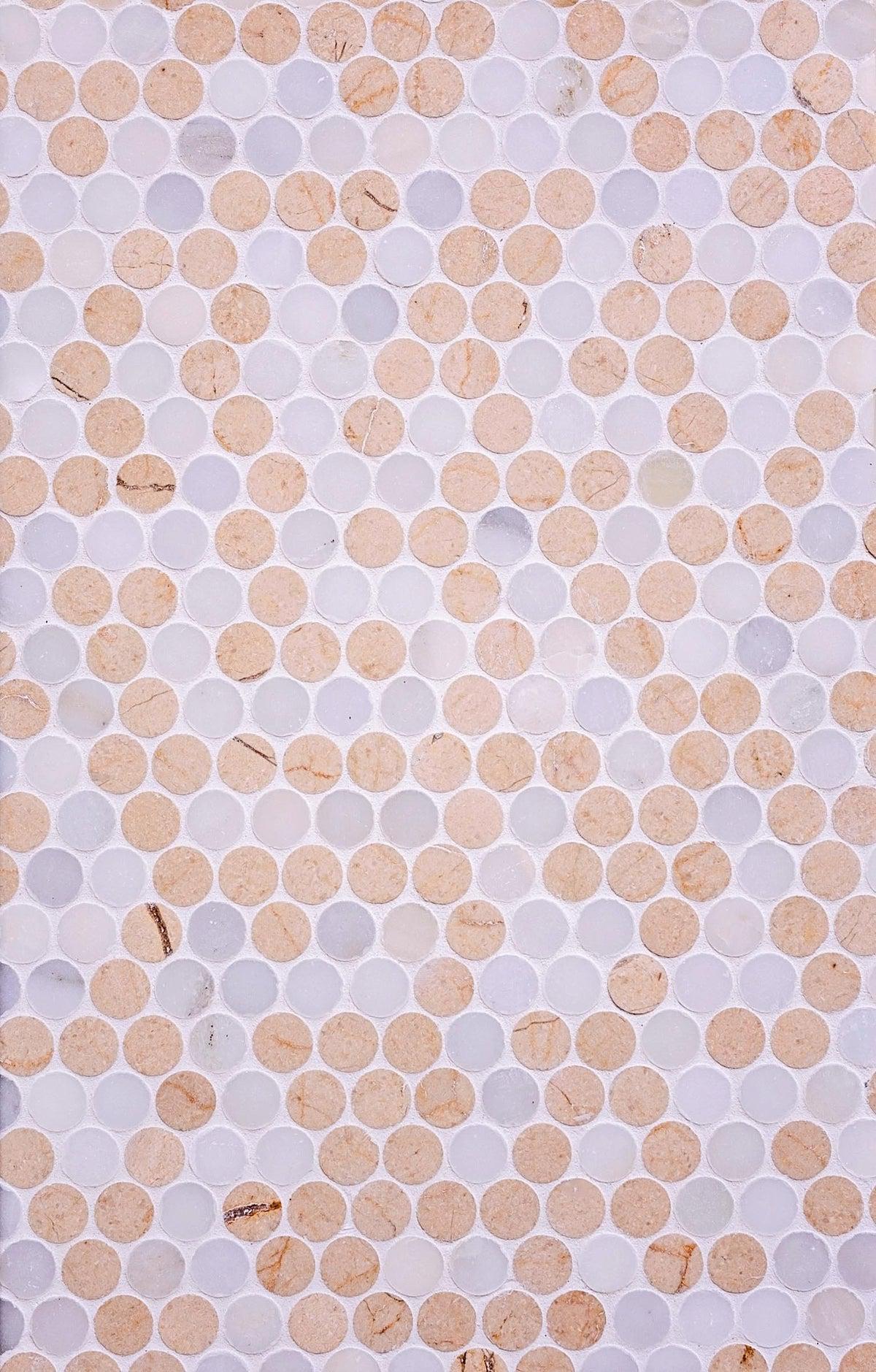 Fantasy Penny Tumbled Marble Mosaic Tile