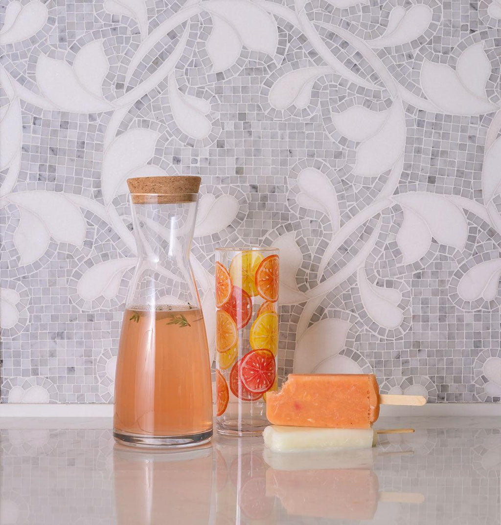 Floral Dream Bianco Carrara & Thassos Mosaic Tile