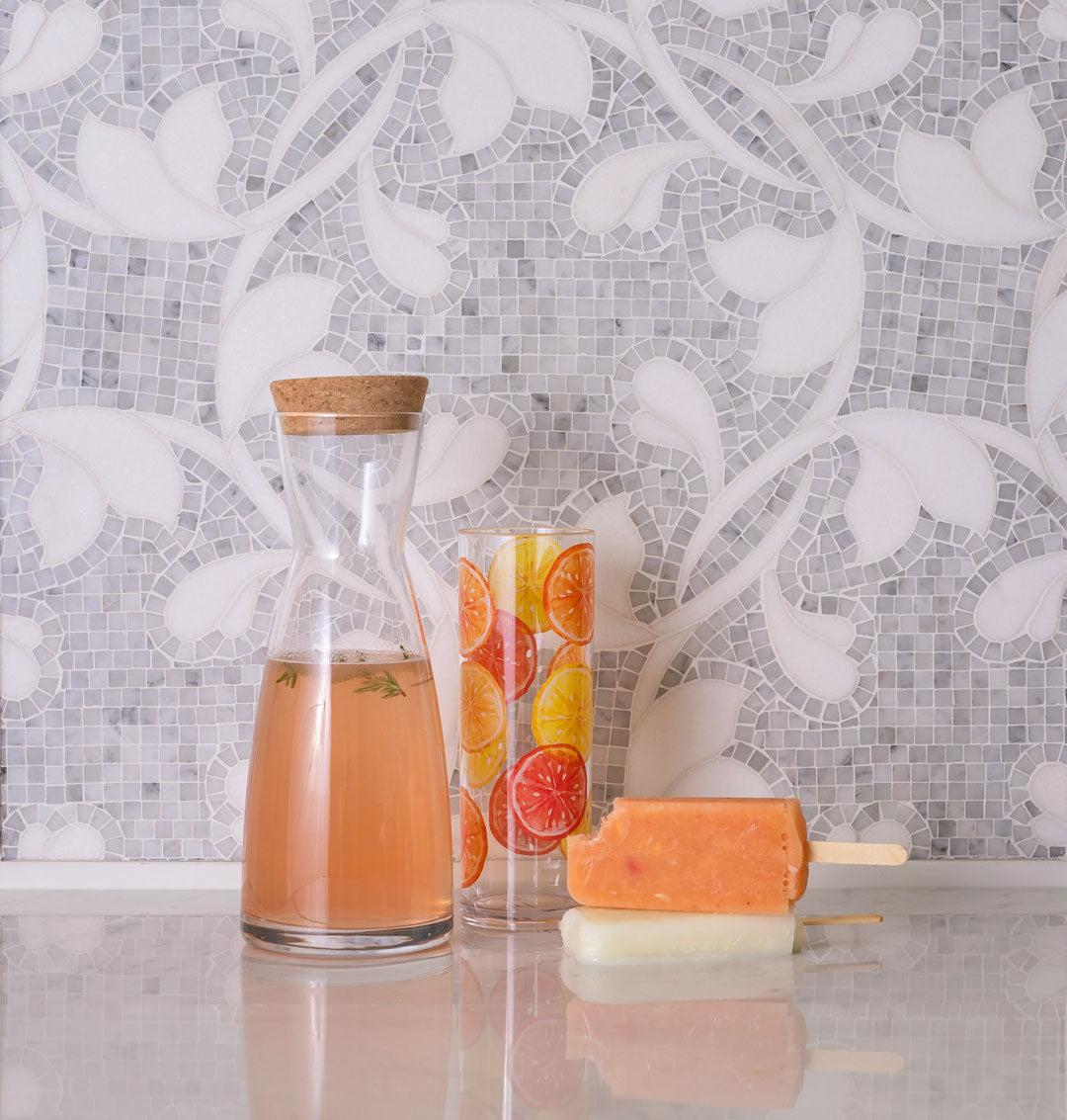 Floral Dream Bianco Carrara & Thassos Mosaic Tile