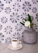 Floral Eternity White Carrara & Bardiglio Waterjet Mosaic Tile | Tile Club
