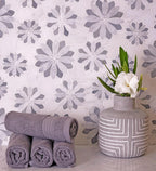 Floral Eternity White Carrara & Bardiglio Waterjet Mosaic Tile | Tile Club