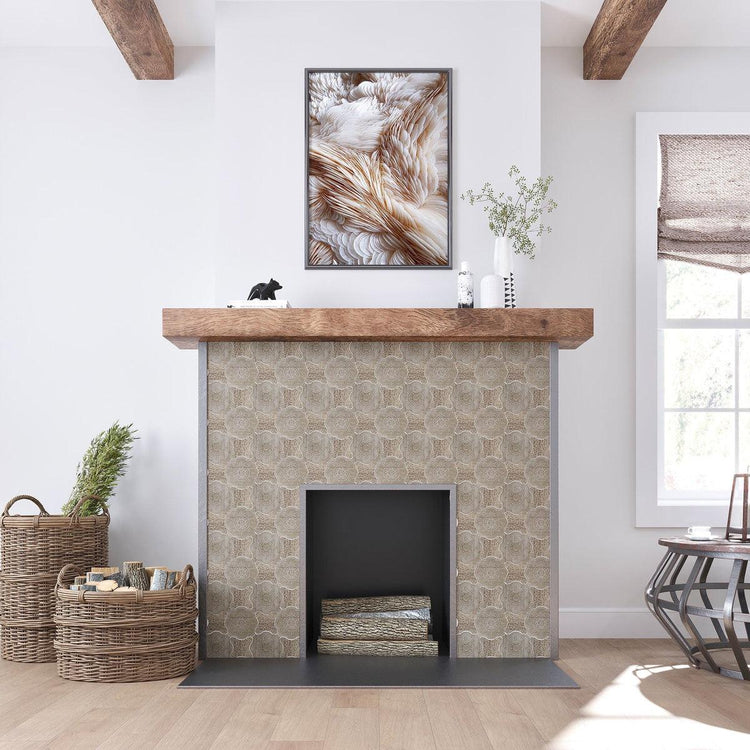 Floral Grey & Star Etched Stone Mosaic Tile | Tile Club