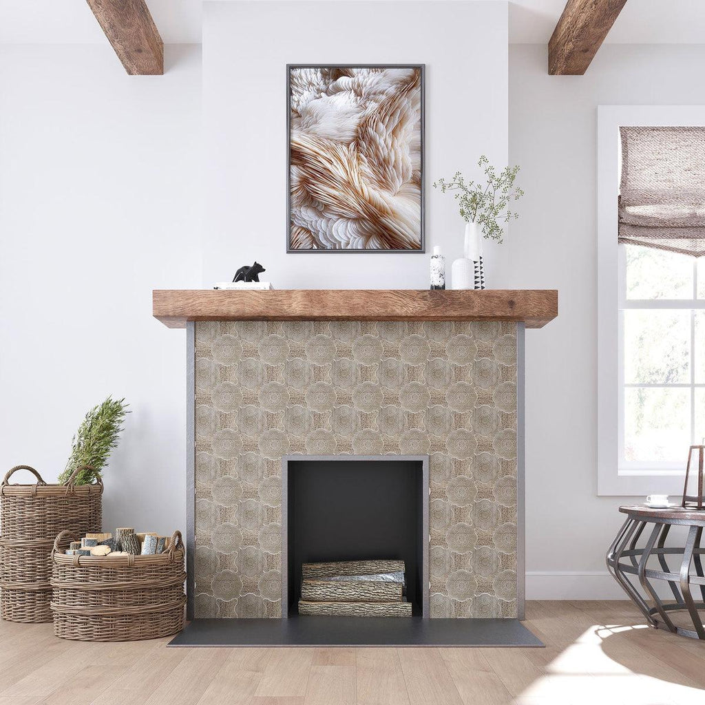 Floral Grey & Star Etched Stone Mosaic Tile | Tile Club