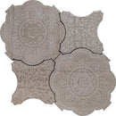 Floral Grey & Star Etched Stone Mosaic Tile