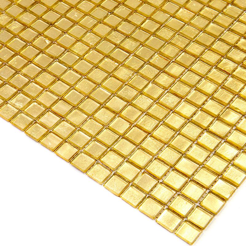 Foiled Classic Gold Squares Glass Tile | Tile Club