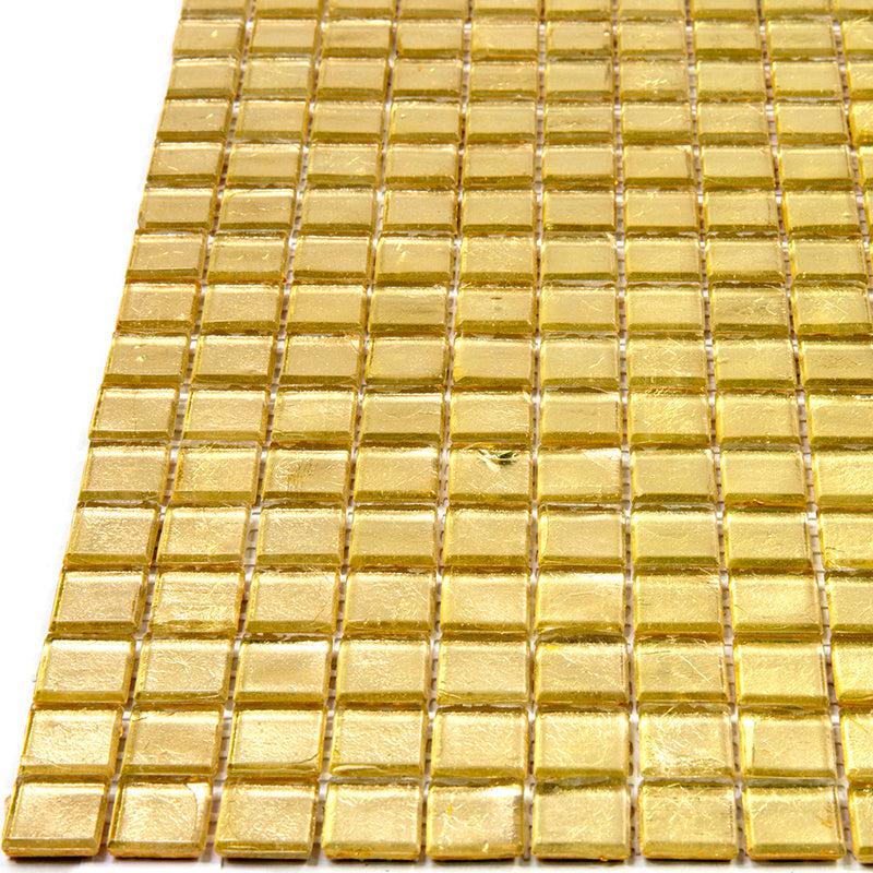 Foiled Classic Gold Squares Glass Tile | Tile Club