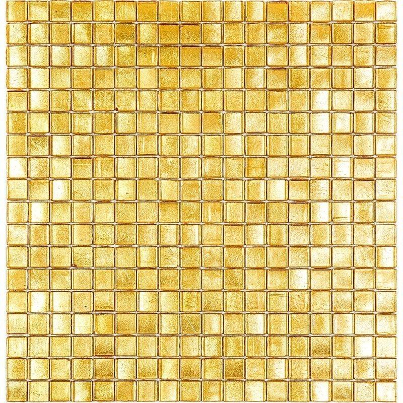 Foiled Yellow Gold Glossy Squares Glass Tile