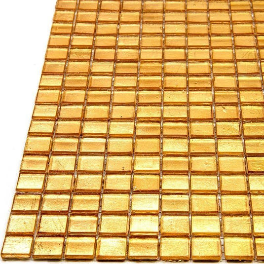 Foiled Yellow Gold Squares Glass Tile | Tile Club