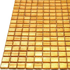 Foiled Yellow Gold Squares Glass Tile | Tile Club