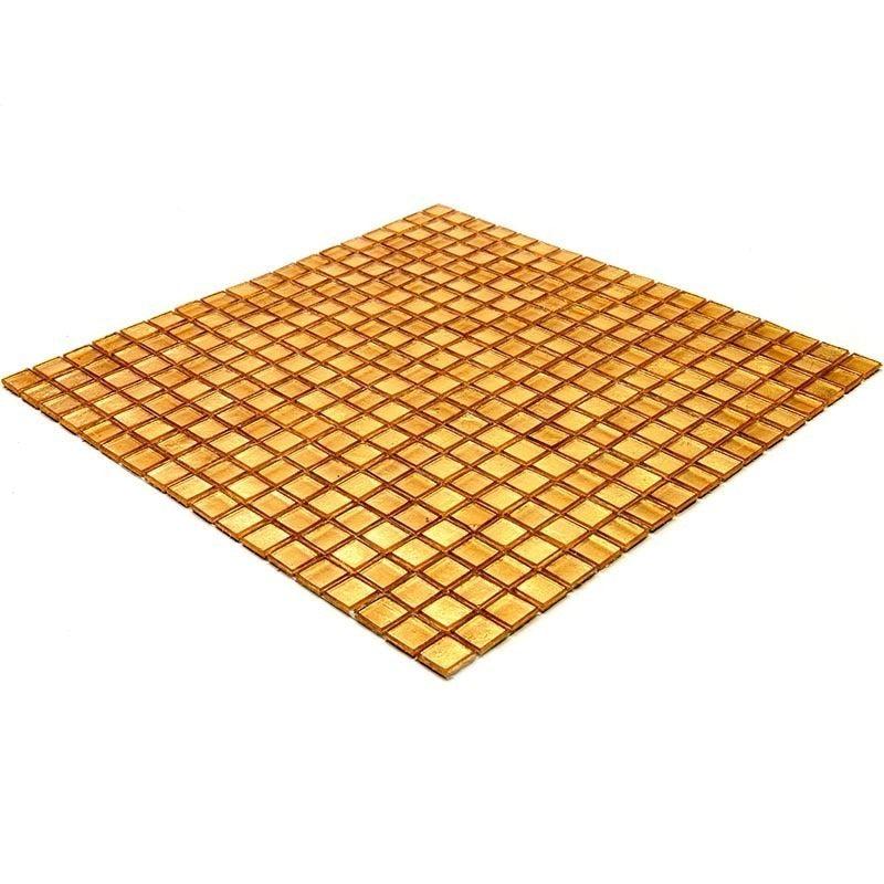 Foiled Yellow Gold Squares Glass Tile | Tile Club