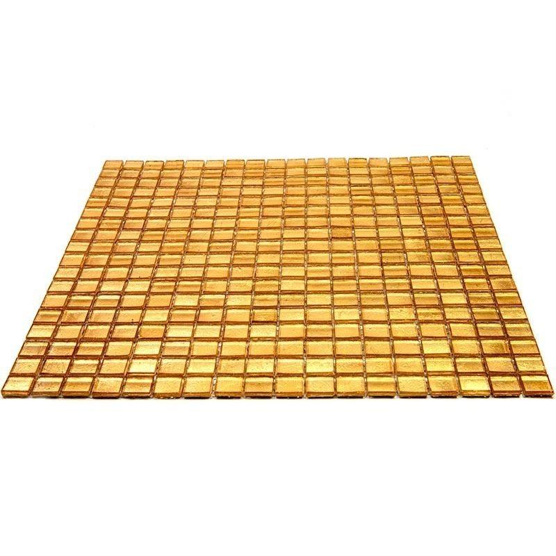 Foiled Yellow Gold Squares Glass Tile | Tile Club