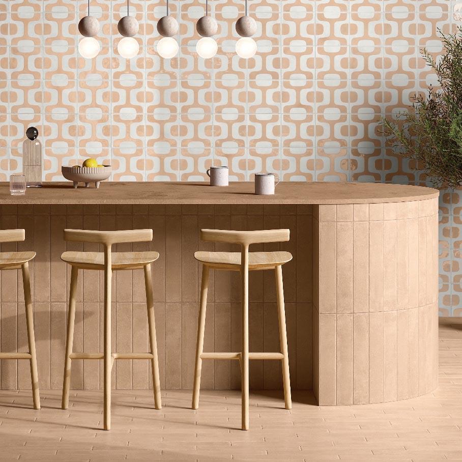 Formidus Terracotta Deco Square 8x8 Porcelain Tile | Tile Club