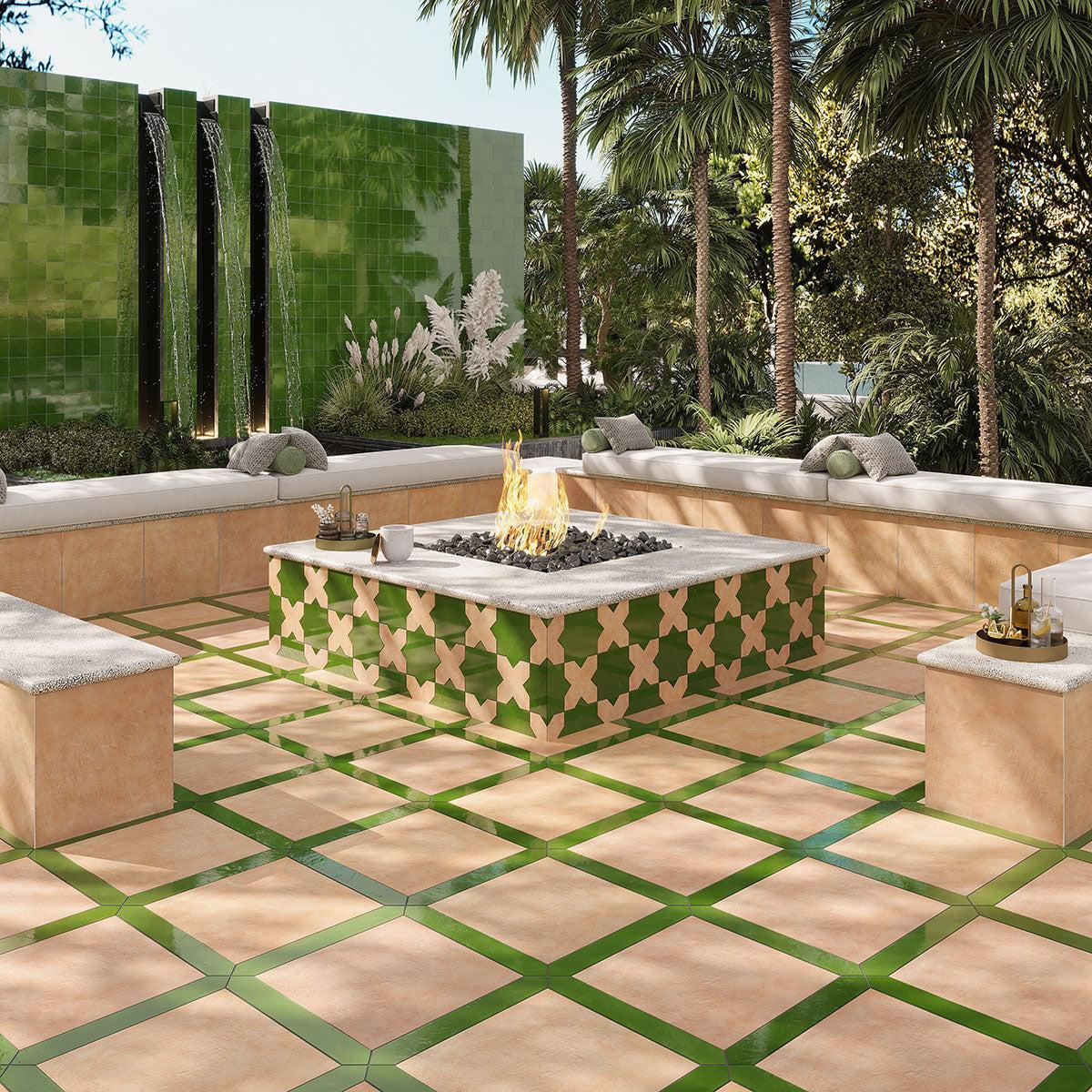 Camila Green Star Porcelain Tile | Tile Club