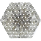 Wildflower Petals Gray Glass Mosaic Tile