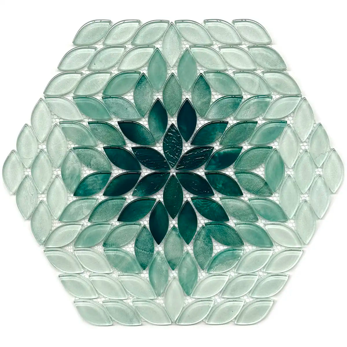 Wildflower Petals Green Glass Mosaic Tile Sample