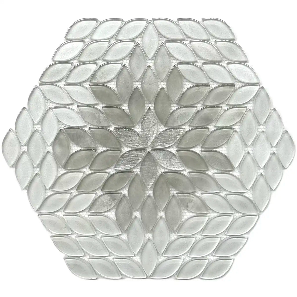 Wildflower Petals Ivory Glass Mosaic Tile Sample | Tile Club
