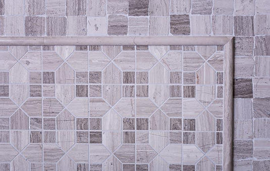 Geo Hexagon Wooden Beige Marble Mosaic Tile | Tile Club