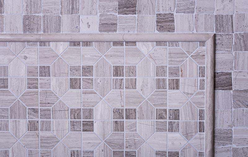 Geo Hexagon Wooden Beige Marble Mosaic Tile | Tile Club