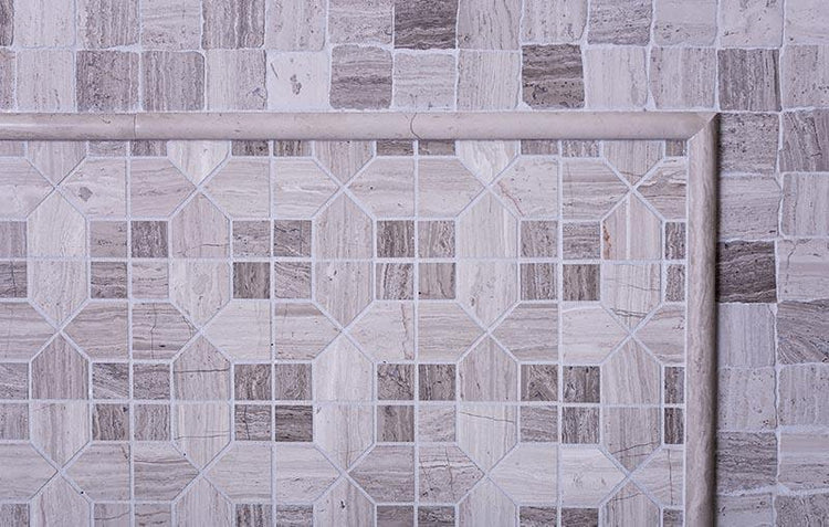 Geo Hexagon Wooden Beige Marble Mosaic Tile | Tile Club