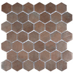 Sagrada Recycled Glass Terracotta Hexagon Mosaic Tile | Tile Club