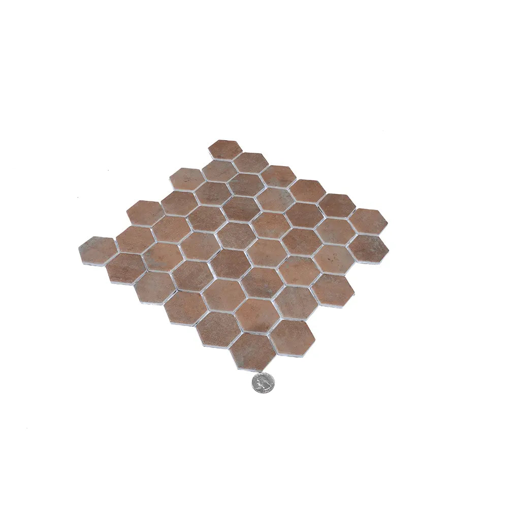 Sagrada Recycled Glass Terracotta Hexagon Mosaic Tile | Tile Club