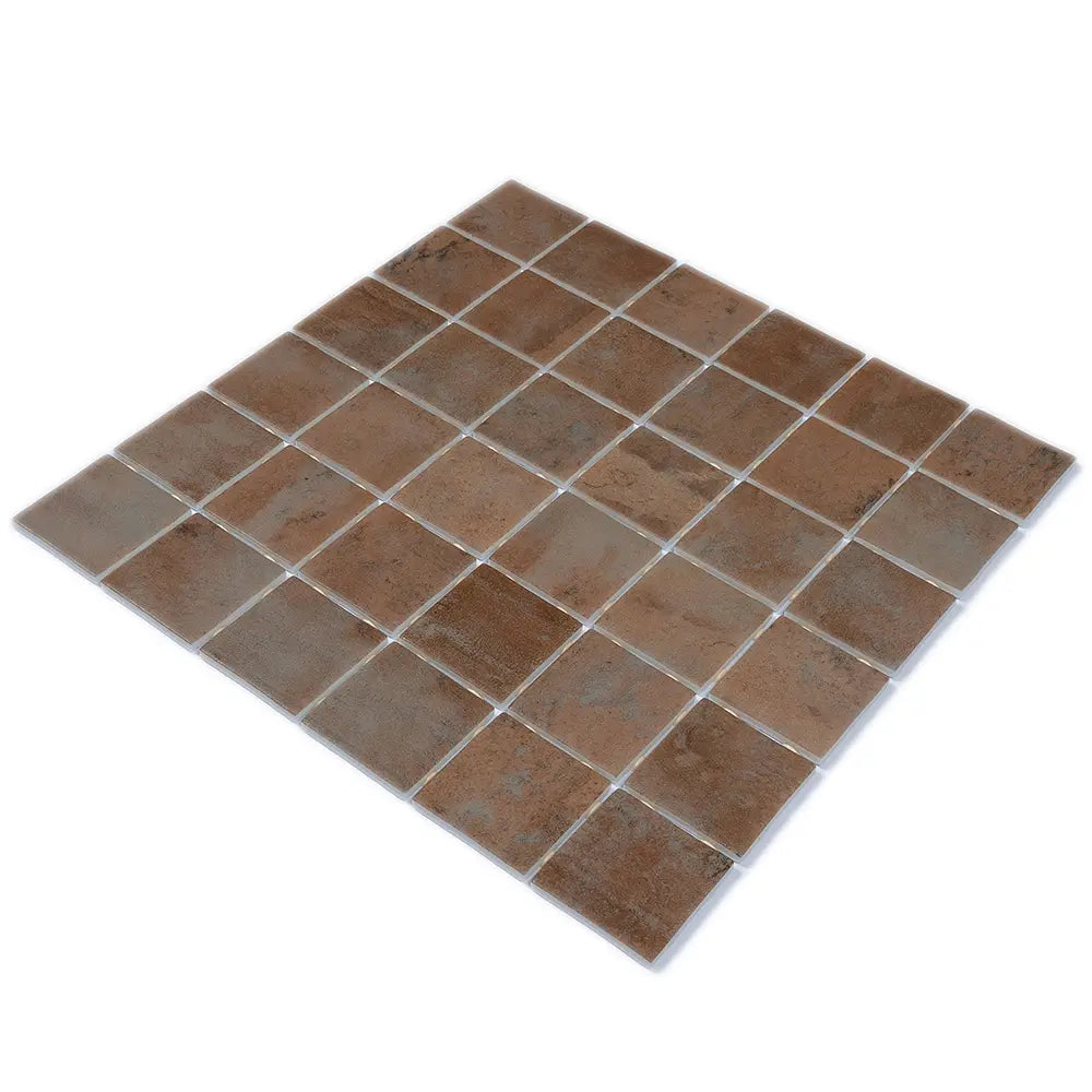 Sagrada Recycled Glass Terracotta Square Mosaic Tile | Tile Club