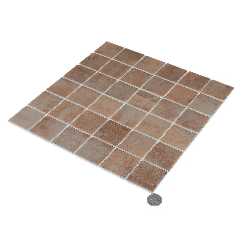 Sagrada Recycled Glass Terracotta Square Mosaic Tile | Tile Club