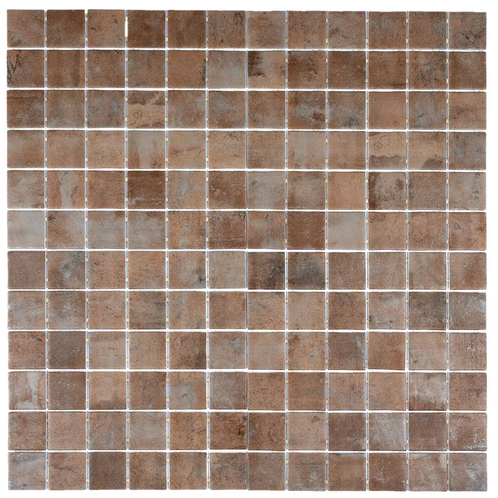 Sagrada Recycled Glass Terracotta Square Mosaic Tile | Tile Club