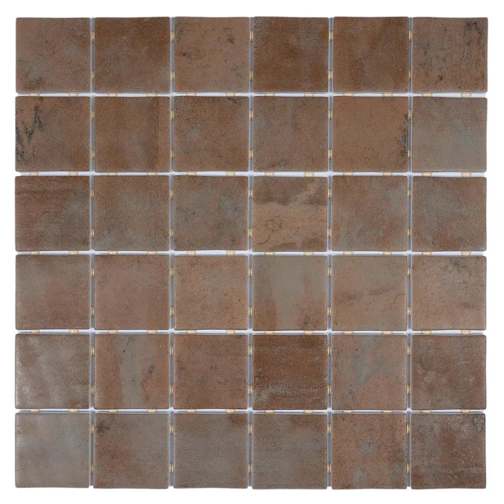 Sagrada Recycled Glass Terracotta Square Mosaic Tile | Tile Club