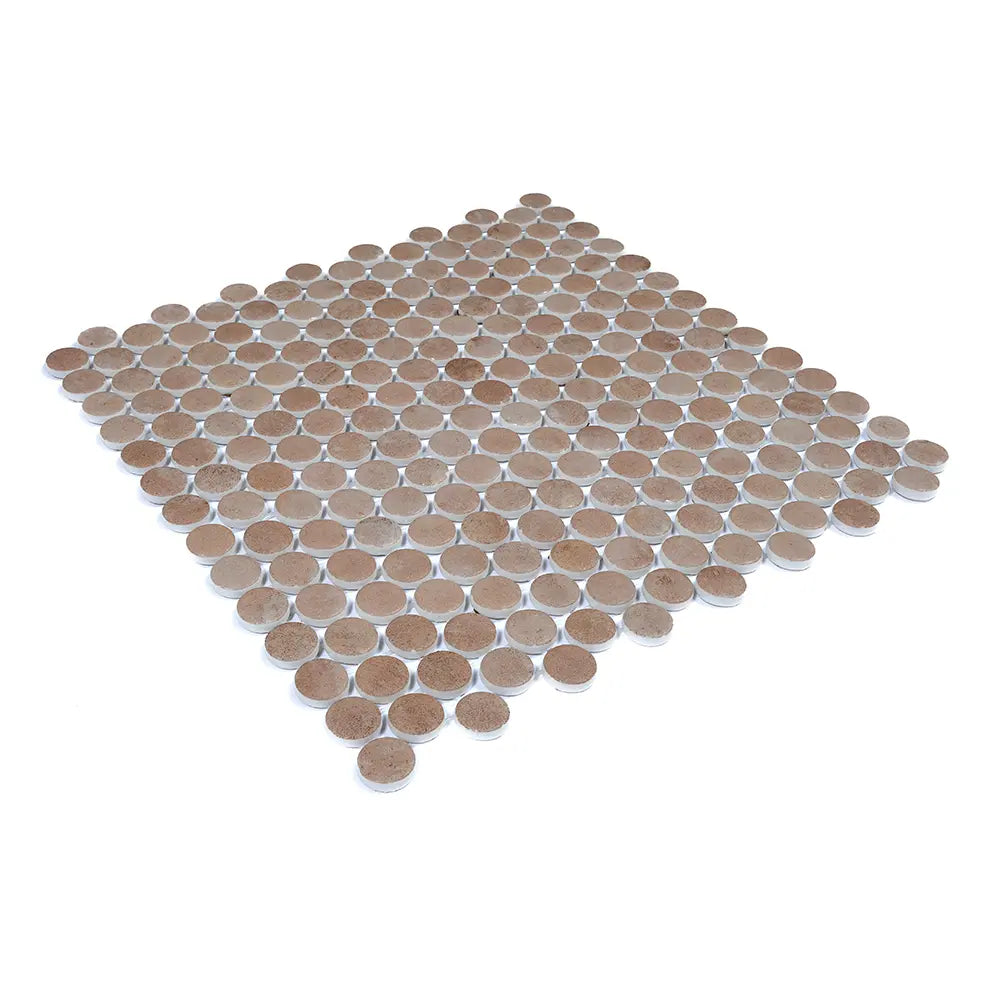 Sagrada Recycled Glass Terracotta Penny Round Tile | Tile Club